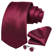 Load image into Gallery viewer, Men Luxury Red Silk Necktie Matching Cufflinks Set For Men Bridegroom Wedding Business Necktie Elegant Design Ideal Gift For Men