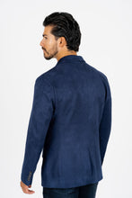 Load image into Gallery viewer, Men's Double Button Navy Faux-Suede Blazer