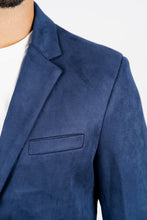 Load image into Gallery viewer, Men's Double Button Navy Faux-Suede Blazer
