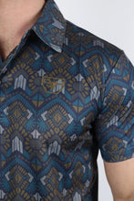 Load image into Gallery viewer, Mens Performance Fabric Modern Fit Stretch Aztec Print Polo