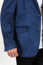 Load image into Gallery viewer, Men's Double Button Faux-Suede Blazer - Navy