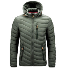 Load image into Gallery viewer, Men's Autumn Winter Classic Hooded Jacket Warm Coat Hooded Winter Coat Warm Adjustable Hood Jacket Cotton Removable Hood Jackets Men Simple Casual Vintage Detachable Hat Outfits Warm Men Lightweight Soft Jackets