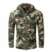 Load image into Gallery viewer, Men's Camouflage Tactical Jacket Green Camouflage Water Resistant Jacket Waterproof Windbreaker Hooded Jackets Ski Jacket Warm Winter Coats Men Soft Winter Hooded Coat Hiking Clothes