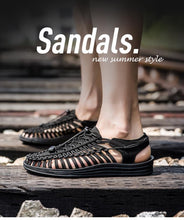 Load image into Gallery viewer, Men's High-Quality Hand-Woven Espadrilles Outdoor Summer Sandals Soft Non-slip Hiking Beach Platform Sandals Summer Strap Anti-Skidding Walking Water Shoes Comfortable Athletic Espadrilles For Beach