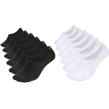 Load image into Gallery viewer, Comfort Rich Men's No Show Socks - Black, and White Cotton, Size 10-13