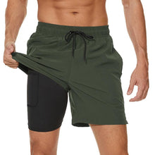 Load image into Gallery viewer, Men's Swimming Trunks with Compression Liner 2 in 1 Quick-Dry Gym Sports Shorts Swim Shorts with Pockets Beach Swimming Trunks Quick Dry Swim Shorts with Pockets