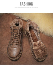 Load image into Gallery viewer, Men's Winter Cotton Shoes High-Top Fashion Casual Trend Boots Flat Shoes Winter Snow Boots Warm Ankle Booties Outdoor Work Shoes For Cold Weather Soft Comfortable Walking Brown Shoes