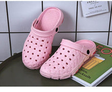 Load image into Gallery viewer, Men Sandals Summer Hole Shoes Rubber Tasteless Plastic Unisex Garden Shoes Black Beach Flat Men Sandals Non Slip Water Shoes Lightweight Home Slip On Walking Casual Holiday Shoes
