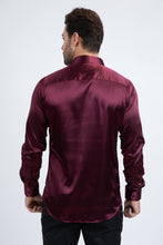 Load image into Gallery viewer, Men's Satin Wine Dress Shirt