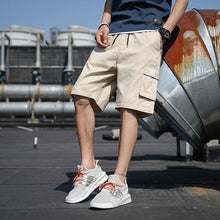 Load image into Gallery viewer, Men Shorts Casual Loose Sports Pants Overalls Men New Summer Fashion Beach Pants High Quality Shorts Men Summer Men's Outdoor Cargo Shorts Pocket Cotton Casual Half Pants Mid Waist Drawstring Loose Shorts