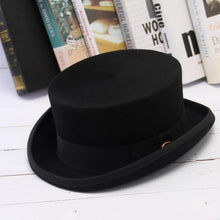 Load image into Gallery viewer, Men Simple Classic Wool Hat For Men/Women New Pork Pie Hat Men's Porkpie Breathable Hats Flat Top Men's Fedora Hat Party Costume Fedoras Black Hats