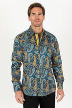 Load image into Gallery viewer, Satin Cotton/Spandex Long Sleeve Shirt - Teal