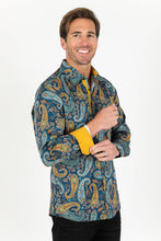 Load image into Gallery viewer, Satin Cotton/Spandex Long Sleeve Shirt - Teal
