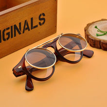 Load image into Gallery viewer, Men Vintage Flat Top Goggles Round Design Metal Retro Glasses For Men & Women Flip Up Sun Glasses New Colourful Fashionable Sunglasses For Men & Women