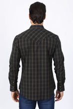 Load image into Gallery viewer, Mens Western Checkered Black Long Sleeve Shirts