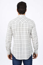 Load image into Gallery viewer, Mens Western Checkered White Long Sleeve Shirts