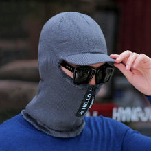 Load image into Gallery viewer, Men Winter Knitted Hat With Zipper New Add Fur Lined Warm Brim Winter Hats For Men Keep Face Ear Warm Balaclava Cap Balaclava Gorgas Bonnet Knitted Hat Windproof Ski Mask Cold Weather Face Mask Motorcycle Balaclava Hood Warmer Winter Sports Cap