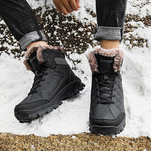 Load image into Gallery viewer, Men Winter Snow Boots Waterproof Leather Outdoor Hiqh Quality Boots Training Boots Non-Slip Warm Waterproof Mid Calf Shoes Outdoor Hiking Climbing Full Fur Lined Design
