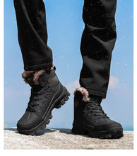 Load image into Gallery viewer, Men Winter Snow Boots Waterproof Leather Outdoor Hiqh Quality Boots Training Boots Non-Slip Warm Waterproof Mid Calf Shoes Outdoor Hiking Climbing Full Fur Lined Design