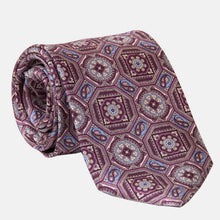 Load image into Gallery viewer, Mantova - Printed Silk Tie - Burgundy Plum