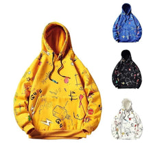 Load image into Gallery viewer, Mens Casual Hoodie Sweatshirt Vintage Yellow Painted Style Hip Hop Creativity Streetwear Men Hooded Sweatshirt Streetwear Loose Hoodies Letter Printing Hoody