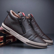 Load image into Gallery viewer, Mens Casual Winter Warm Ankle Boots Fashion Snow Boots Outdoor Footwear Black Sneakers Men's Leather Lined Warm Anti-slip Outdoor Work Shoes
