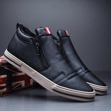 Load image into Gallery viewer, Mens Casual Winter Warm Ankle Boots Fashion Snow Boots Outdoor Footwear Black Sneakers Men's Leather Lined Warm Anti-slip Outdoor Work Shoes