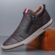 Load image into Gallery viewer, Mens Casual Winter Warm Ankle Boots Fashion Snow Boots Outdoor Footwear Black Sneakers Men's Leather Lined Warm Anti-slip Outdoor Work Shoes