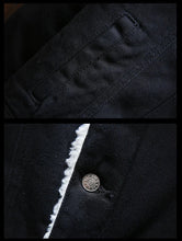 Load image into Gallery viewer, Men's Fleece-Lined Denim Jacket with Lambswool Lining - # BOAA131010001