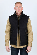 Load image into Gallery viewer, Men's Fur Lined Quilted Faux Suede Vest - Black