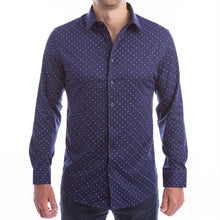 Load image into Gallery viewer, goTIELESS Ultimate Dress Shirt (Navy Polk-a-Dot)