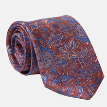 Load image into Gallery viewer, Catania - Printed Silk Tie - Blue & Brick Red