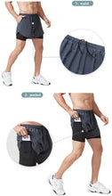 Load image into Gallery viewer, Men's Running Shorts Quick-drying Fitness Black Double Layer Shorts Men New Sport Workout Training Bodybuilding Short Pants