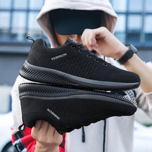 Load image into Gallery viewer, Mens Sport Running Sneakers Fashion Men Casual Shoes Breathable Shoes Walking Sneakers Men's Tennis Black Sneakers Trainers Mesh Flat Breathable Summer Walking Beach Mesh Design