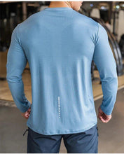 Load image into Gallery viewer, Men's Sports Fitness Long Sleeve Outdoor Badminton Quick Dry Training Shirt Casual Thin Running Top Bodybuilding Sportswear