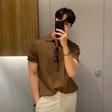 Load image into Gallery viewer, Men's Textured Knit Lapel Polo