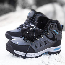 Load image into Gallery viewer, Mens Winter Snow Boots Waterproof Leather Super Warm Men's Boots Outdoor Hiking Boots Ankle Snow Hiking Boots Warm Water Resistant Non Slip Soft Lined Design