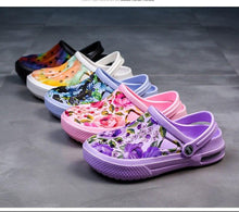 Load image into Gallery viewer, Mens Womens Sandals Hole Shoes Rubber Clogs Couple Garden Shoes Color Printing Air Cushion Beach Sandals Unisex Garden Clogs Lightweight Slip On Women Men Beach Sandals Water Shoes