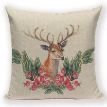Load image into Gallery viewer, Merry Christmas Tree Cute Deer Happy Festival New Year Decorations Christmas Throw Pillow Covers Christmas Decorative Couch Pillow Cases Cotton Linen Pillow Square Cushion Cover For Home Bed