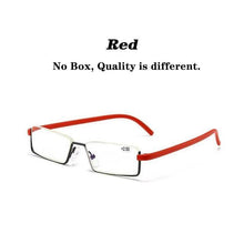 Load image into Gallery viewer, Metal Anti Blue Light Reading Glasses Men Half Frame Prescription Eyeglasses Male Eyewear With Case For Men And Women Unisex Stylish Eyeglasses Glasses Clear Lens +1.75
