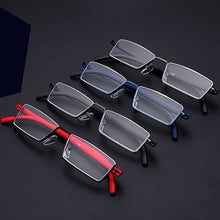Load image into Gallery viewer, Metal Anti Blue Light Reading Glasses Men Half Frame Prescription Eyeglasses Male Eyewear With Case For Men And Women Unisex Stylish Eyeglasses Glasses Clear Lens +1.75