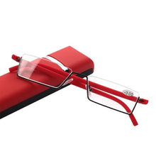 Load image into Gallery viewer, Metal Anti Blue Light Reading Glasses Men Half Frame Prescription Eyeglasses Male Eyewear With Case For Men And Women Unisex Stylish Eyeglasses Glasses Clear Lens +1.75