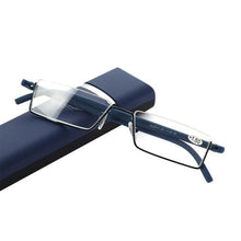 Load image into Gallery viewer, Metal Anti Blue Light Reading Glasses Men Half Frame Prescription Eyeglasses Male Eyewear With Case For Men And Women Unisex Stylish Eyeglasses Glasses Clear Lens +1.75