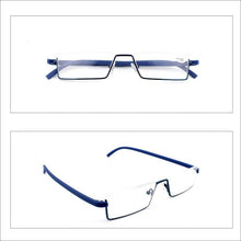 Load image into Gallery viewer, Metal Anti Blue Light Reading Glasses Men Half Frame Prescription Eyeglasses Male Eyewear With Case For Men And Women Unisex Stylish Eyeglasses Glasses Clear Lens +1.75