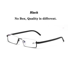 Load image into Gallery viewer, Metal Anti Blue Light Reading Glasses Men Half Frame Prescription Eyeglasses Male Eyewear With Case For Men And Women Unisex Stylish Eyeglasses Glasses Clear Lens +1.75