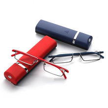 Load image into Gallery viewer, Metal Anti Blue Light Reading Glasses Men Half Frame Prescription Eyeglasses Male Eyewear With Case For Men And Women Unisex Stylish Eyeglasses Glasses Clear Lens +1.75