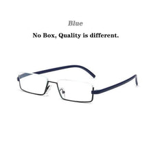 Load image into Gallery viewer, Metal Anti Blue Light Reading Glasses Men Half Frame Prescription Eyeglasses Male Eyewear With Case For Men And Women Unisex Stylish Eyeglasses Glasses Clear Lens +1.75
