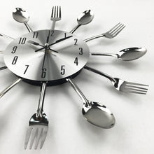 Load image into Gallery viewer, Metal Kitchen Wall Clock Creative Kitchen Wall Clock 3D Modern Creative Kitchen Cutlery Spoon Fork Time Like Wall Clock Wall Sticker Room Home Decoration Quartz Wall Art Cutlery Mounted Clocks Modern Design Home Decorative