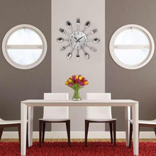 Load image into Gallery viewer, Metal Kitchen Wall Clock Creative Kitchen Wall Clock 3D Modern Creative Kitchen Cutlery Spoon Fork Time Like Wall Clock Wall Sticker Room Home Decoration Quartz Wall Art Cutlery Mounted Clocks Modern Design Home Decorative