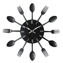 Load image into Gallery viewer, Metal Kitchen Wall Clock Creative Kitchen Wall Clock 3D Modern Creative Kitchen Cutlery Spoon Fork Time Like Wall Clock Wall Sticker Room Home Decoration Quartz Wall Art Cutlery Mounted Clocks Modern Design Home Decorative